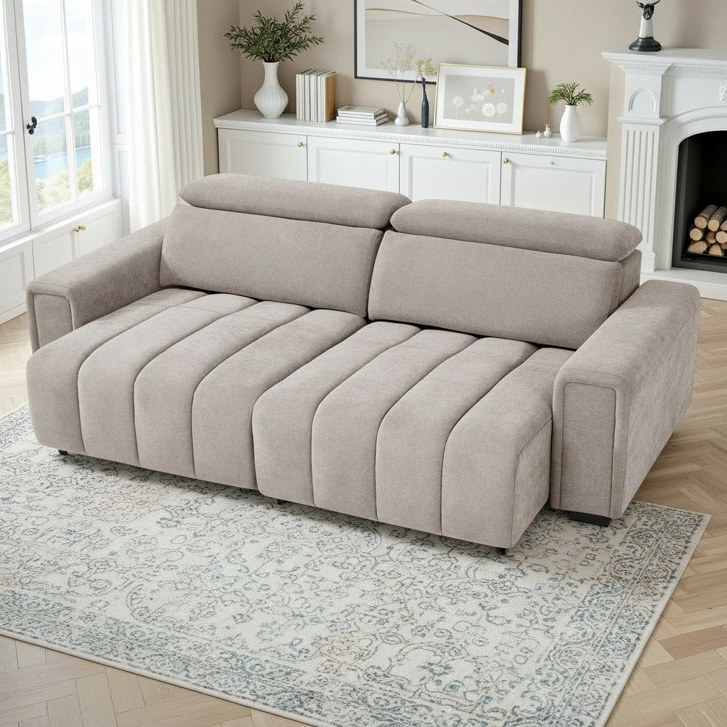 Molly Electric Sofabed Beige Fabric 3 Seater Sofa