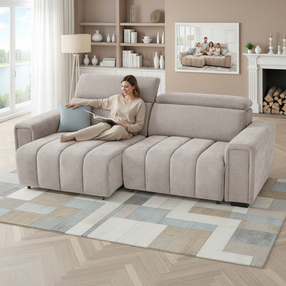 Molly Electric Sofabed Beige Fabric 3 Seater Sofa