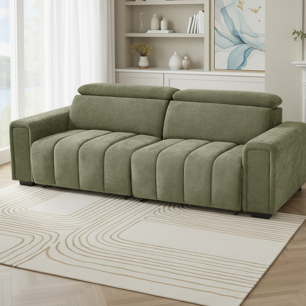 Molly Electric Sofabed Green Fabric 3 Seater Sofa