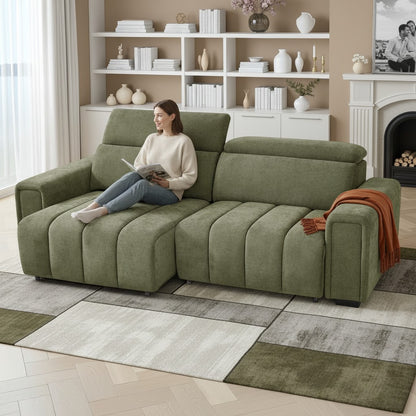 Molly Electric Sofabed Green Fabric 3 Seater Sofa
