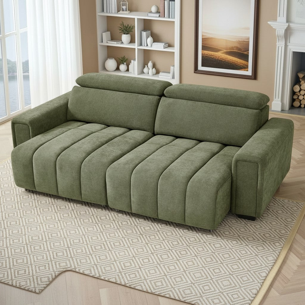 Molly Electric Sofabed Green Fabric 3 Seater Sofa