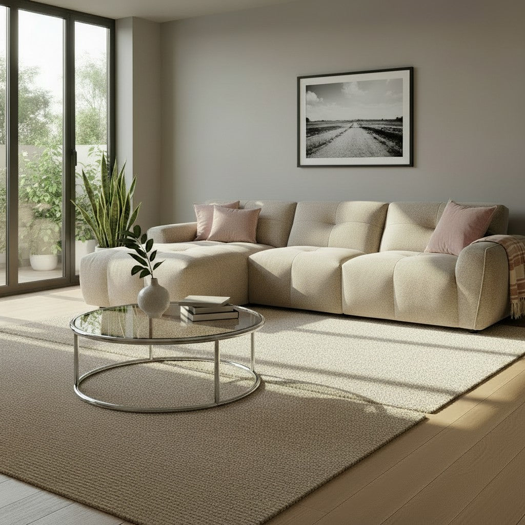 Montana Beige Fabric Left Hand L-Shape Corner Sofa