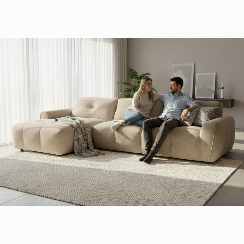 Montana Beige Fabric Left Hand L-Shape Corner Sofa
