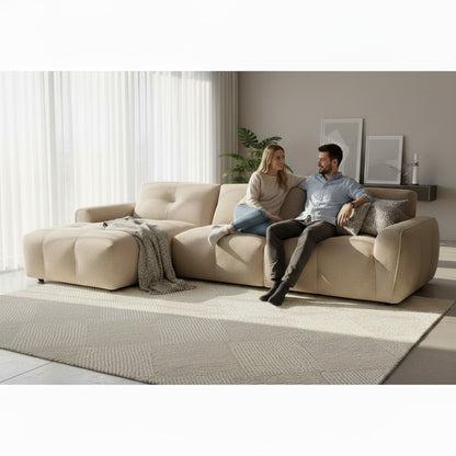 Montana Beige Fabric Left Hand L-Shape Corner Sofa