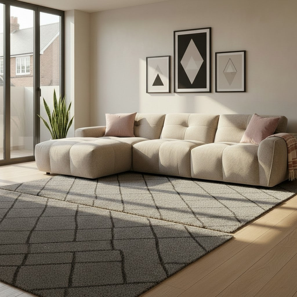 Montana Beige Fabric Left Hand L-Shape Corner Sofa