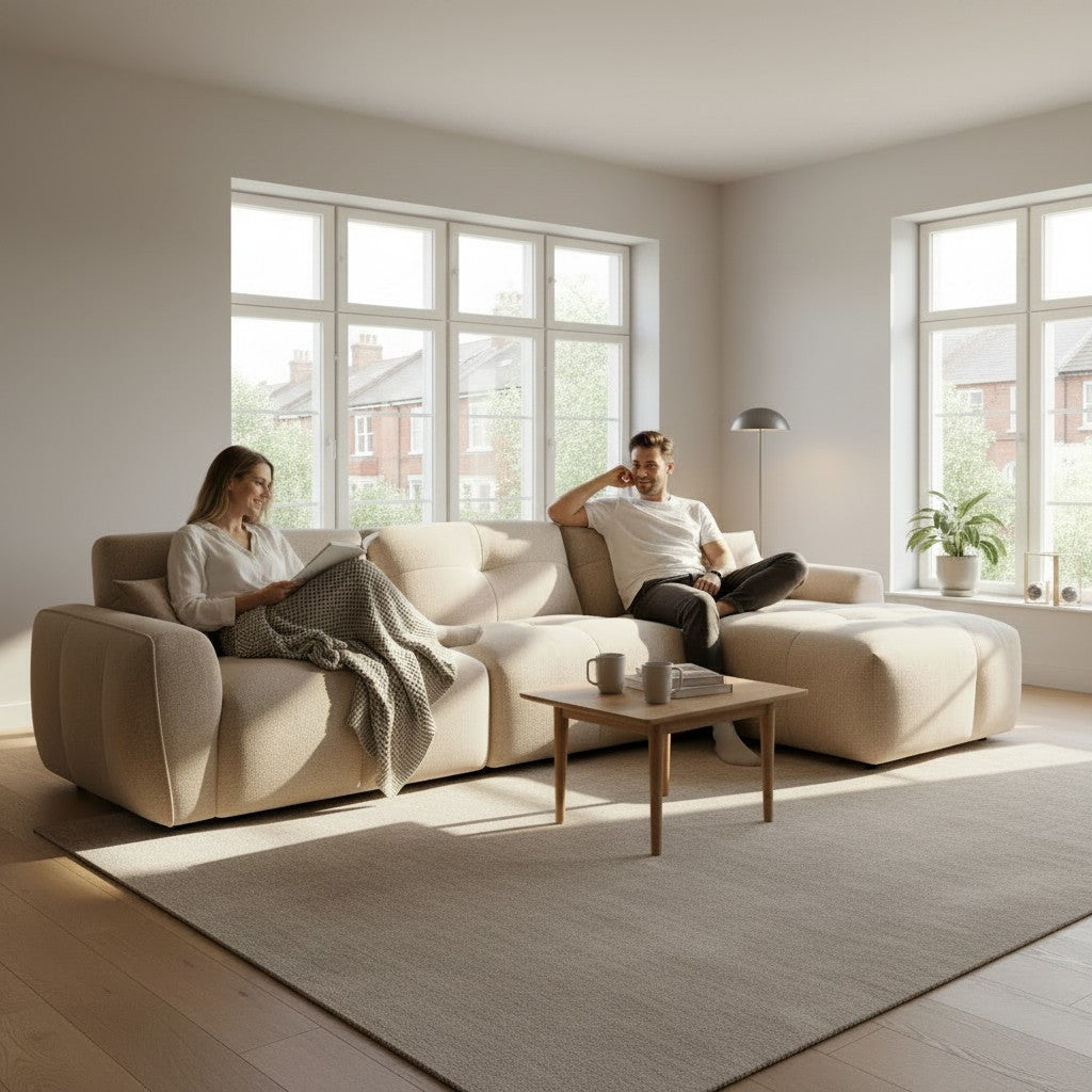 Montana Beige Fabric Right Hand L-Shape Corner Sofa