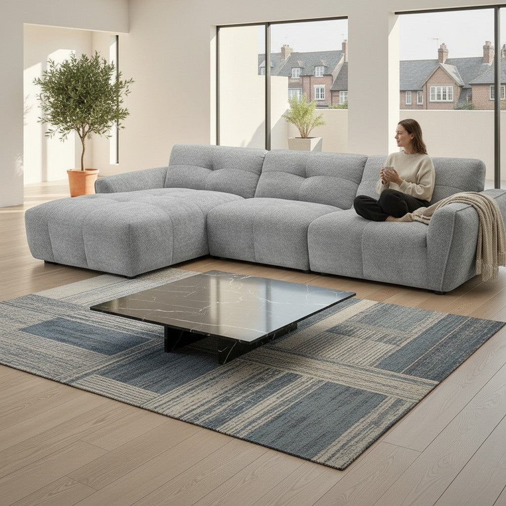 Montana Grey Fabric Left Hand L-Shape Corner Sofa