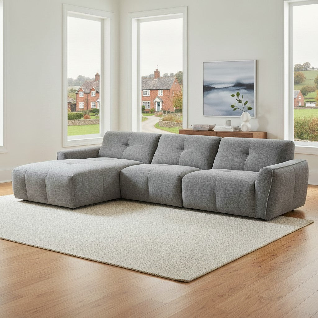 Montana Grey Fabric Left Hand L-Shape Corner Sofa