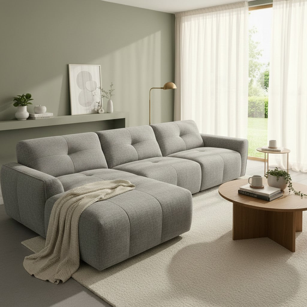 Montana Grey Fabric Left Hand L-Shape Corner Sofa