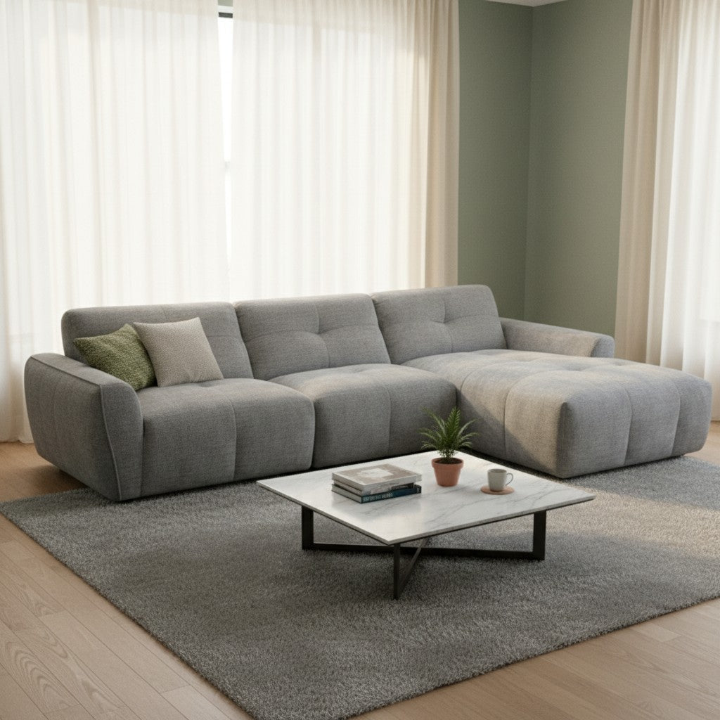 Montana Grey Fabric Right Hand L-Shape Corner Sofa