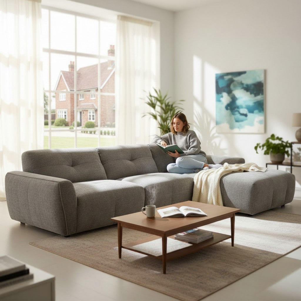 Montana Grey Fabric Right Hand L-Shape Corner Sofa