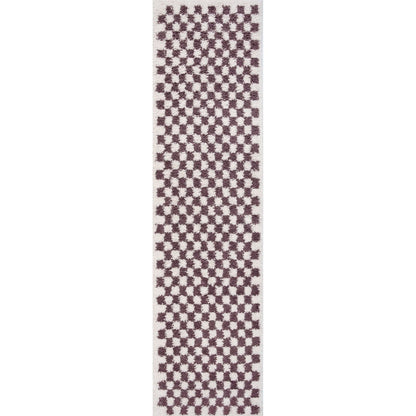 Moodi Shaggy Purple Mosscheck Rug
