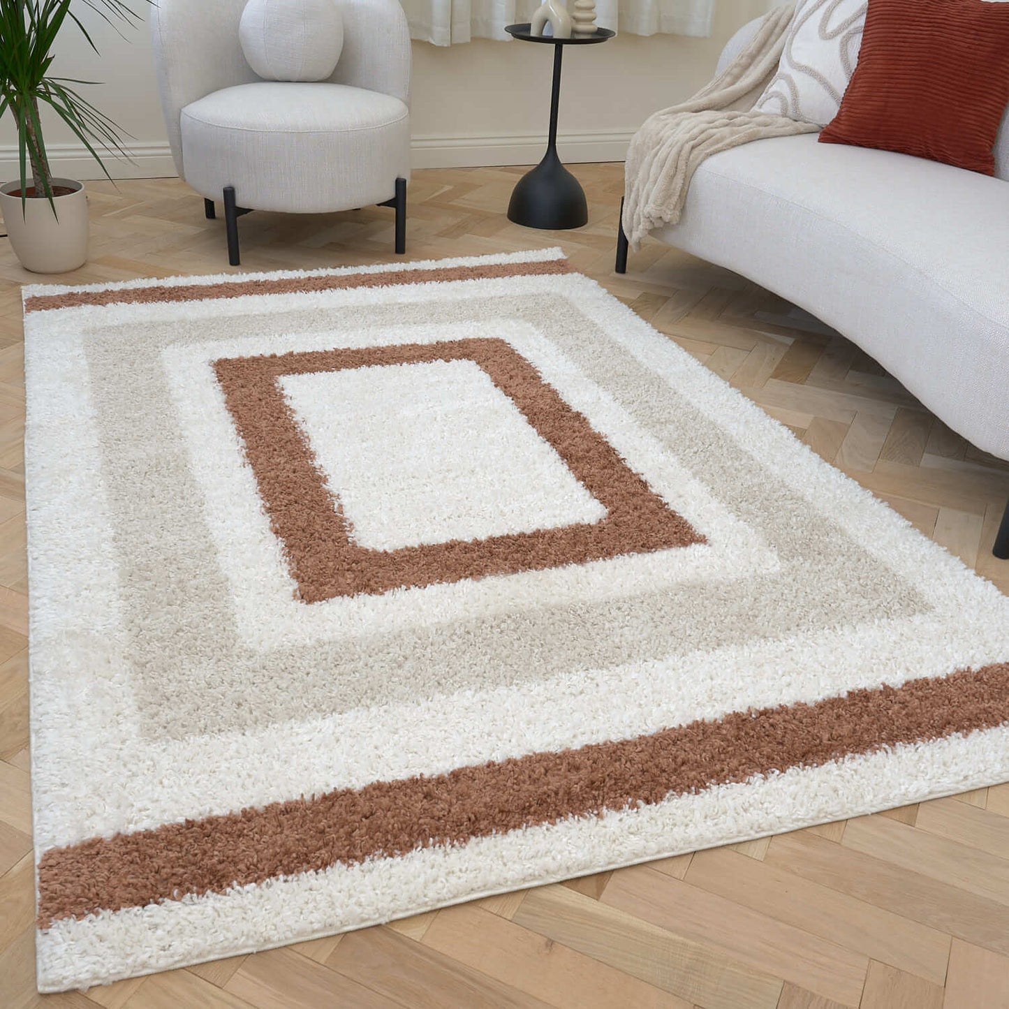 Moodi Shaggy Cream/Terra Slatefern Rug