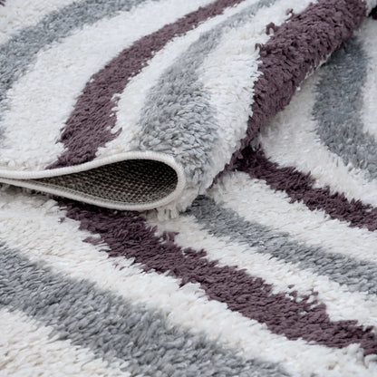 Moodi Shaggy Grey/Purple Smokeberry Rug