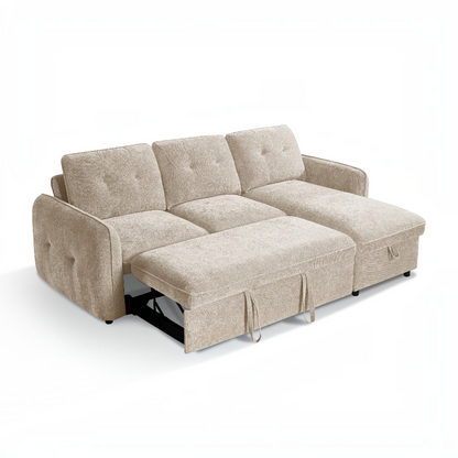 Moscow Sofabed Beige Fabric Storage Universal Corner Sofa