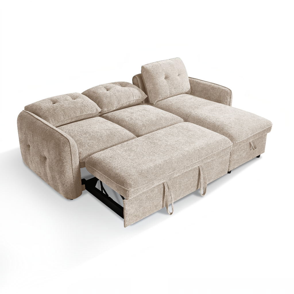Moscow Sofabed Beige Fabric Storage Universal Corner Sofa