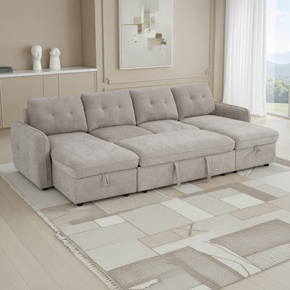 Moscow Sofabed Beige Fabric U Shape Corner Sofa