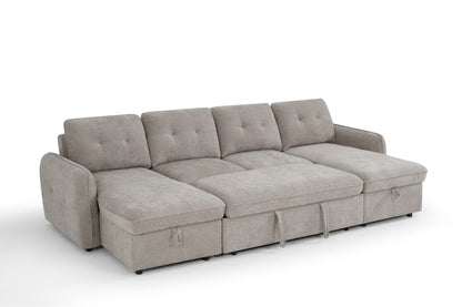 Moscow Sofabed Beige Fabric U Shape Corner Sofa