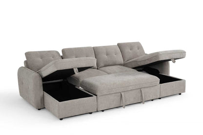 Moscow Sofabed Beige Fabric U Shape Corner Sofa