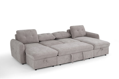 Moscow Sofabed Beige Fabric U Shape Corner Sofa
