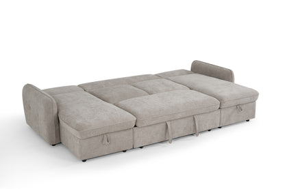 Moscow Sofabed Beige Fabric U Shape Corner Sofa