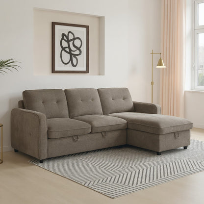 Moscow Sofabed Brown Fabric Storage Universal Corner Sofa