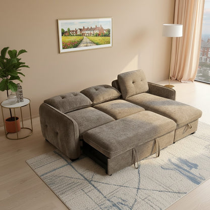 Moscow Sofabed Brown Fabric Storage Universal Corner Sofa