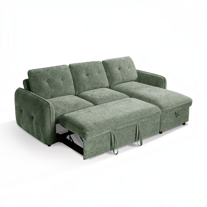 Moscow Sofabed Green Fabric Storage Universal Corner Sofa