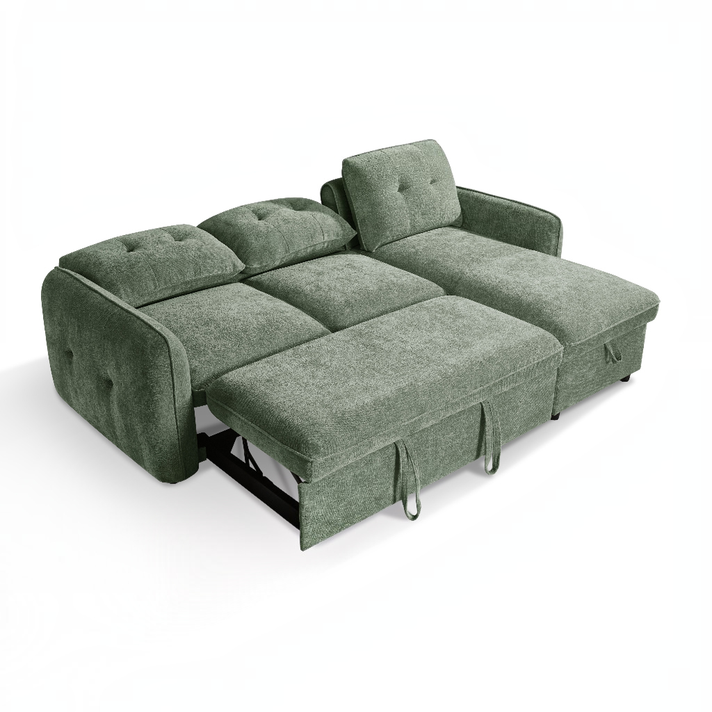 Moscow Sofabed Green Fabric Storage Universal Corner Sofa