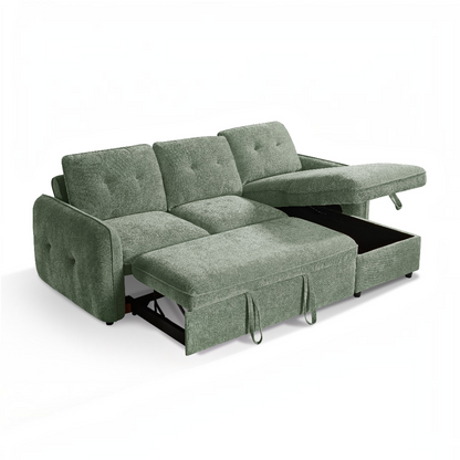 Moscow Sofabed Green Fabric Storage Universal Corner Sofa