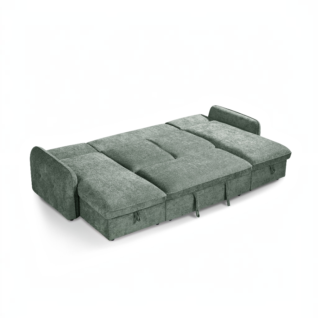 Moscow Sofabed Green Fabric U Shape Storage Corner Sofa