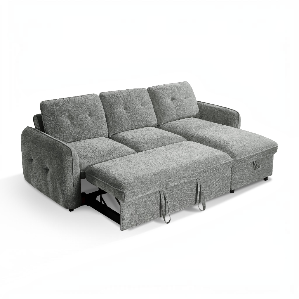 Moscow Sofabed Grey Fabric Storage Universal Corner Sofa