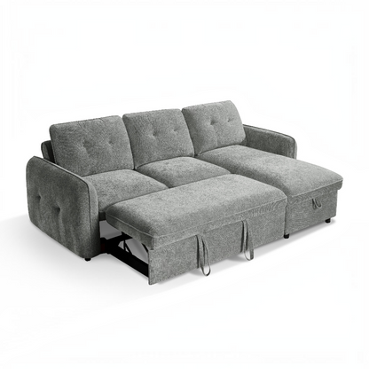 Moscow Sofabed Grey Fabric Storage Universal Corner Sofa