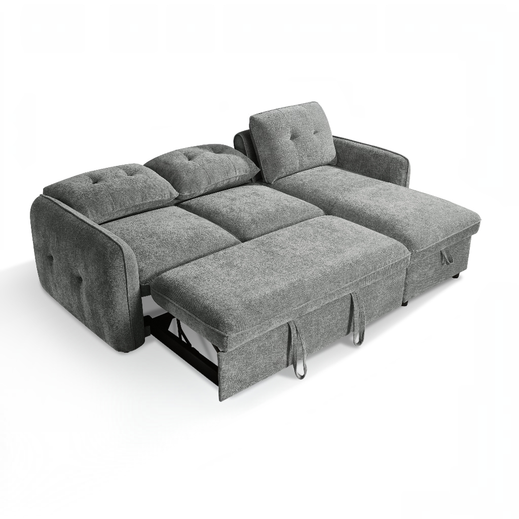 Moscow Sofabed Grey Fabric Storage Universal Corner Sofa