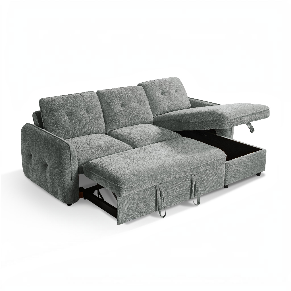 Moscow Sofabed Grey Fabric Storage Universal Corner Sofa