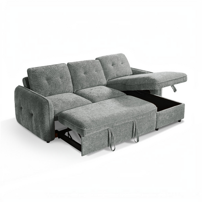 Moscow Sofabed Grey Fabric Storage Universal Corner Sofa