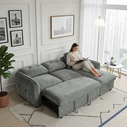 Moscow Sofabed Grey Fabric Storage Universal Corner Sofa