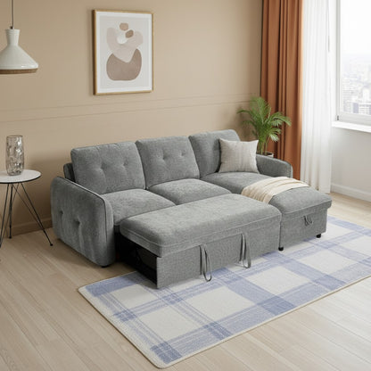 Moscow Sofabed Grey Fabric Storage Universal Corner Sofa