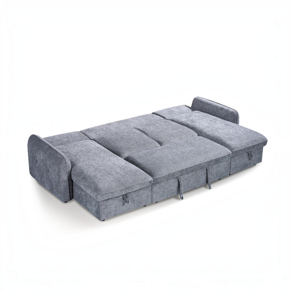Moscow Sofabed Grey Fabric U Shape Storage Corner Sofa