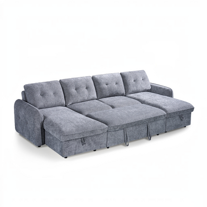 Moscow Sofabed Grey Fabric U Shape Storage Corner Sofa