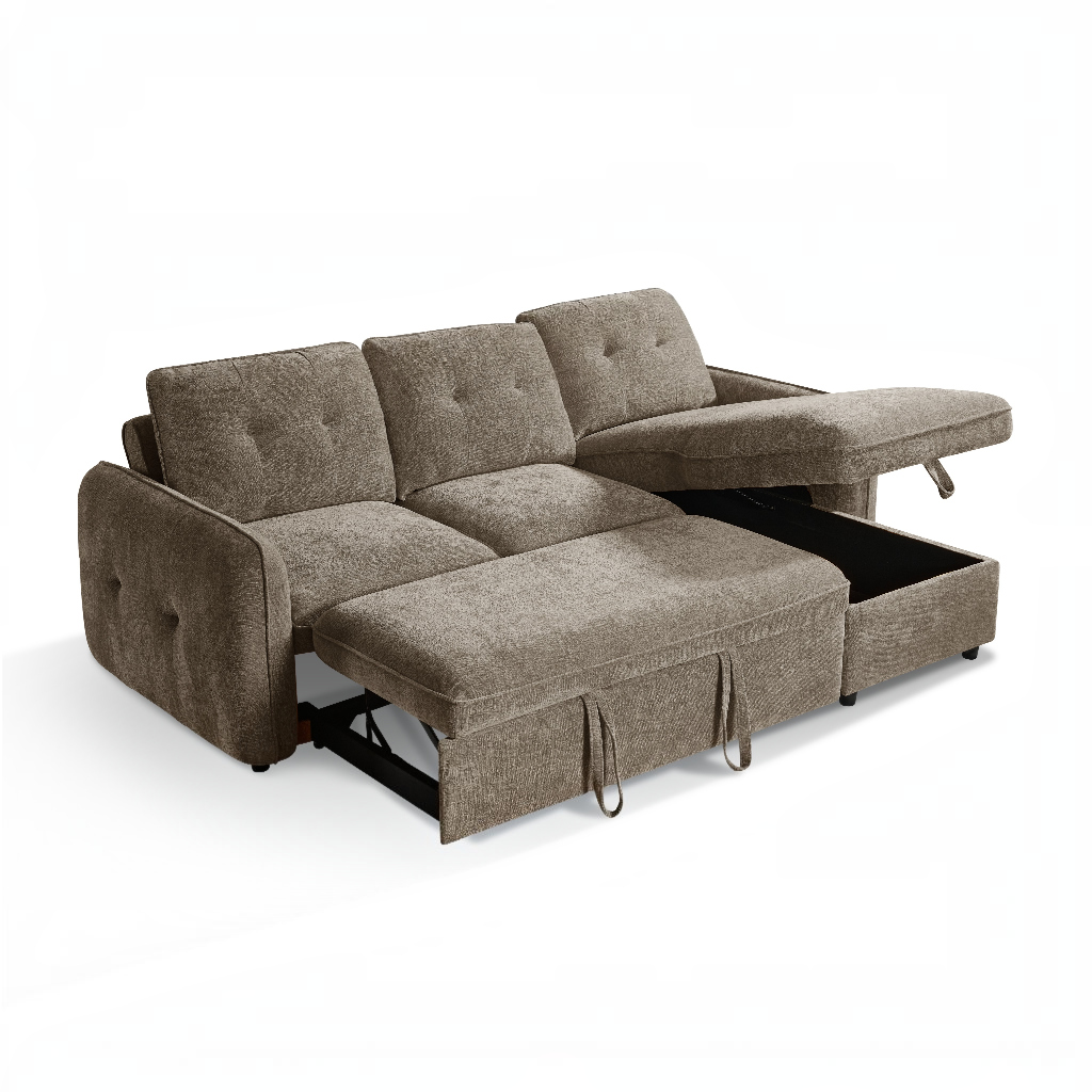 Moscow Sofabed Brown Fabric Storage Universal Corner Sofa
