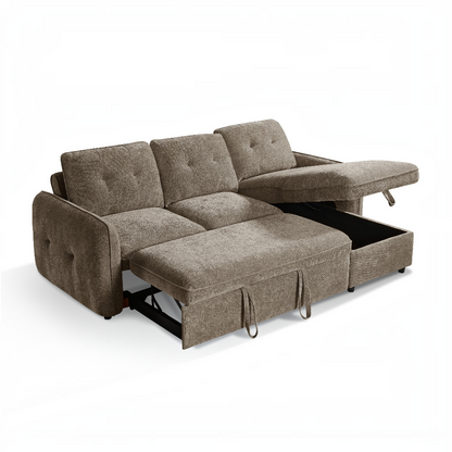 Moscow Sofabed Brown Fabric Storage Universal Corner Sofa