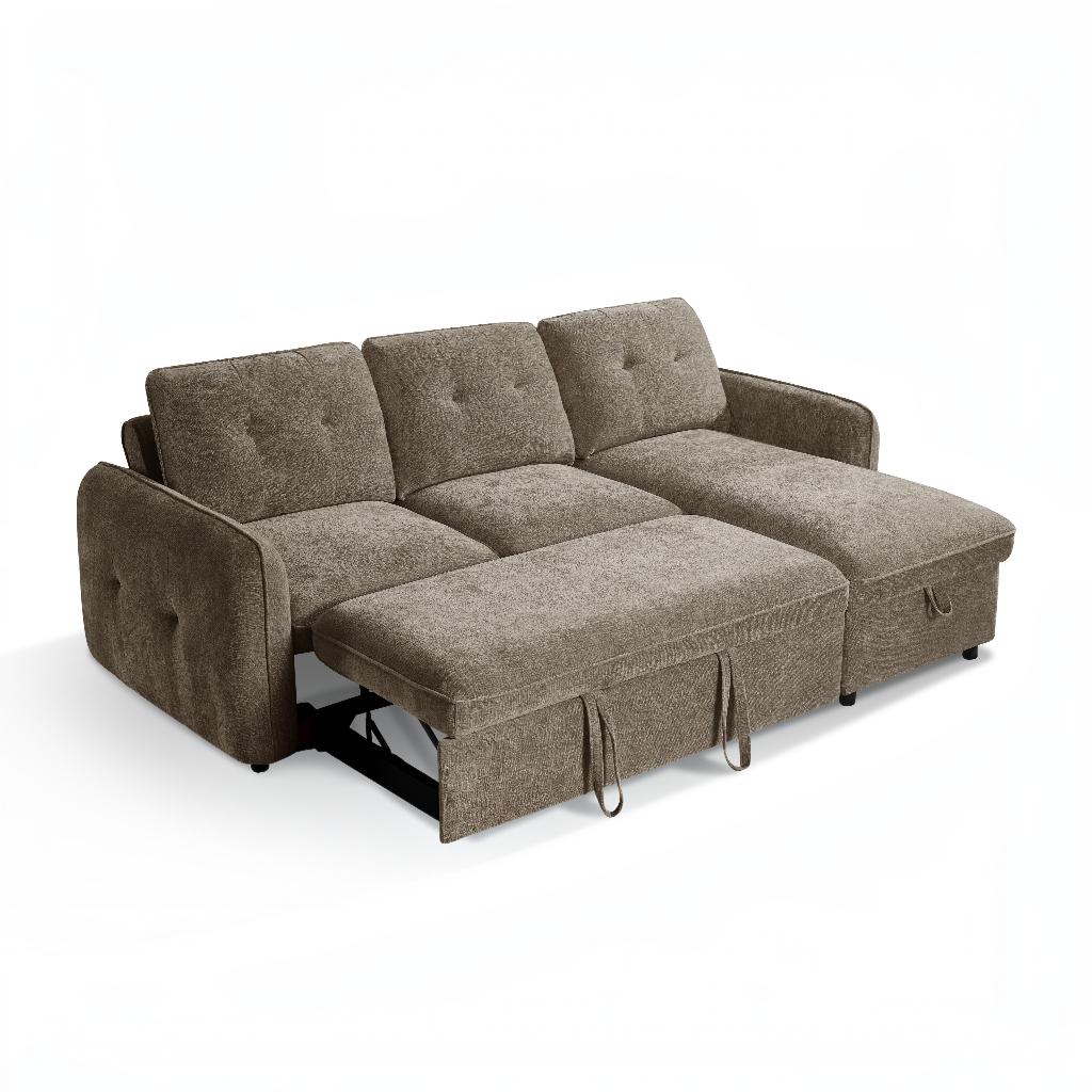 Moscow Sofabed Brown Fabric Storage Universal Corner Sofa