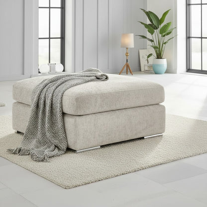 Naples Beige Cream Fabric Footstool