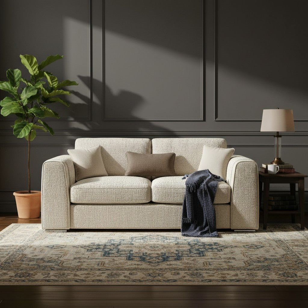 Naples Beige Fabric 3 Seater Sofa