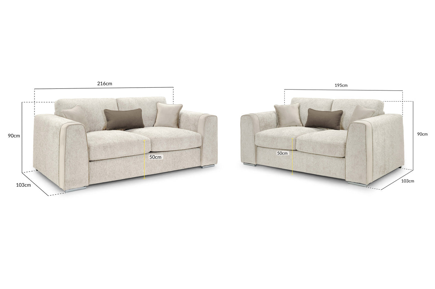 Naples Beige Fabric 3+2 Sofa Suite