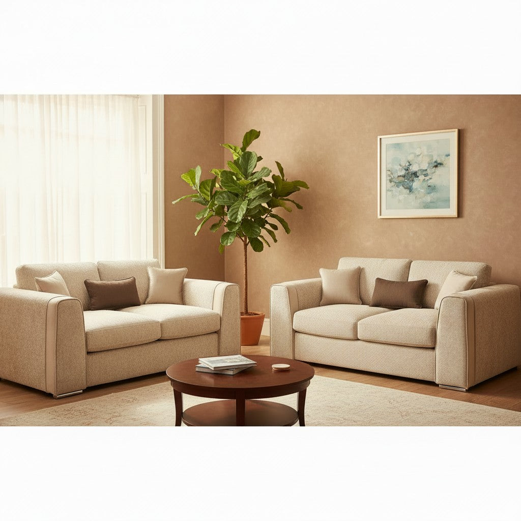 Naples Beige Fabric 3+2 Sofa Suite