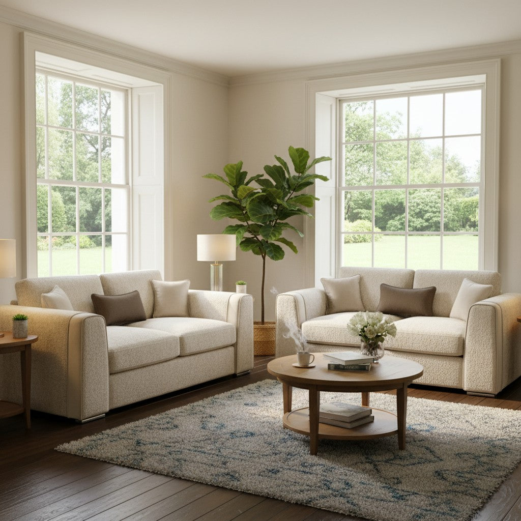 Naples Beige Fabric 3+2 Sofa Suite