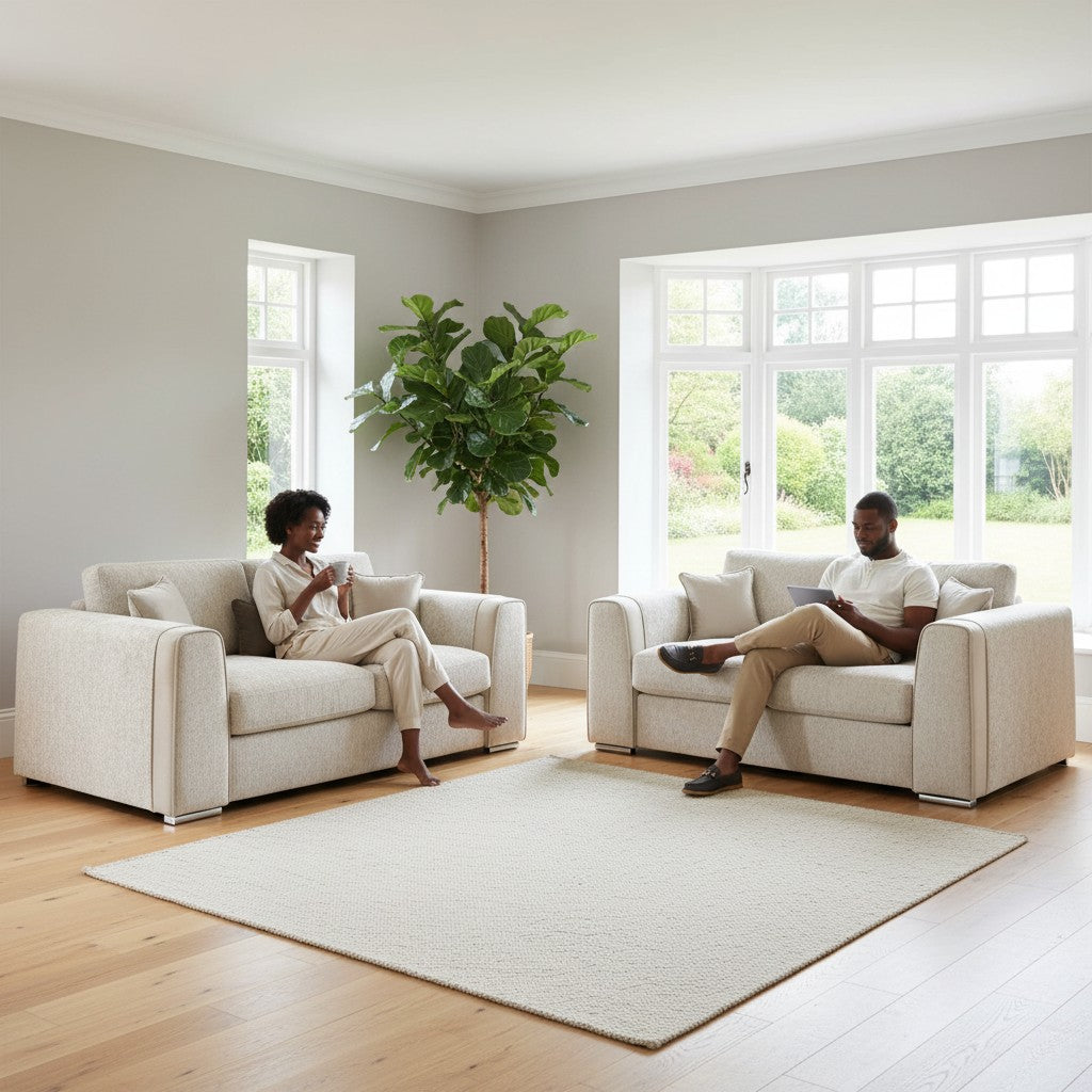 Naples Beige Fabric 3+2 Sofa Suite