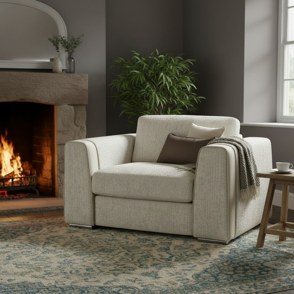 Naples Beige Fabric Armchair
